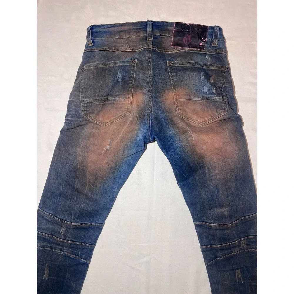 The Square Zero Blue Distressed Acid Wash Men's Jeans SZ 30X34 (E78)
